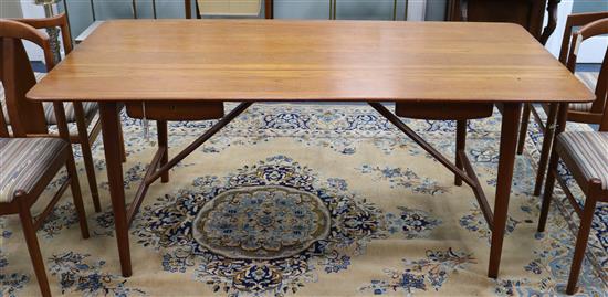 A Danish design mid-20th century teak two-drawer desk W.170cm